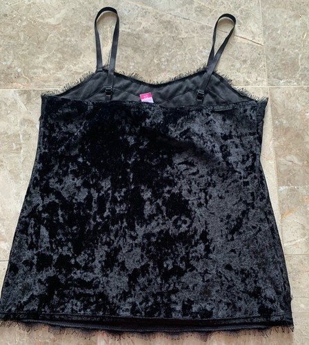 No Boundaries Y2K Velvet Cami Tank Top S Black Babydoll Lace Fairy Whimsy Goth - Picture 8 of 9