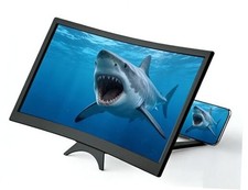 12" Curved Screen Magnifier for Cell Phone,3D HD Magnifying Projector Black