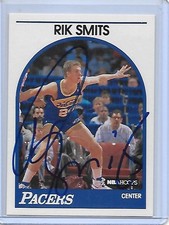 RIK SMITS Basketball Card IP auto NBA Indiana Pacers rookie 1989-90 Hoops. rookie card picture