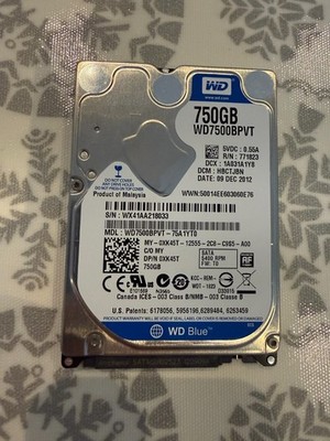 Western Digital 750GB HD Laptop Festplatte 2.5 SATA WD7500BPVT