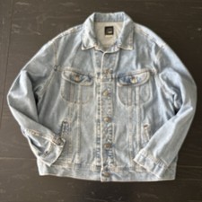 Vintage Lee Riveted Denim Trucker Jacket Men's XL Regular 1990's Made in USA