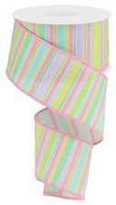 Spring Pastel Striped Wired Ribbon - 2 1/2" x 10 Yards, Easter, Earth Day,Summer