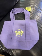 NEW W/ TAGS TRADER JOE'S HALLOWEEN MINI CANVAS TOTE BAG Green/Black/Purple