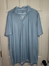 Johnnie-O Xl Mens Golf Polo Shirt Performance Geometric Light Blue