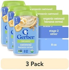 3 Gerber 2nd Foods Organic for Baby Grain  Grow Oatmeal Banana Cereal 8 oz Each