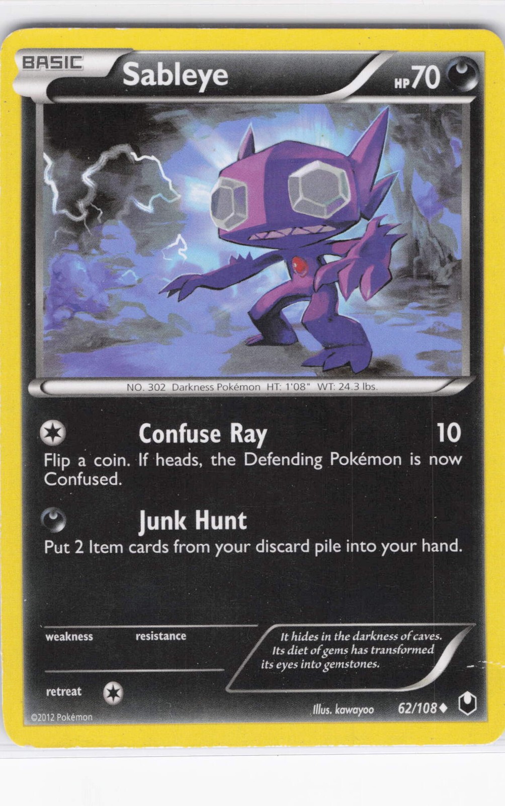 2012 Sableye Uncommon Dark Explorers 62/108 NM Normal LP-NM