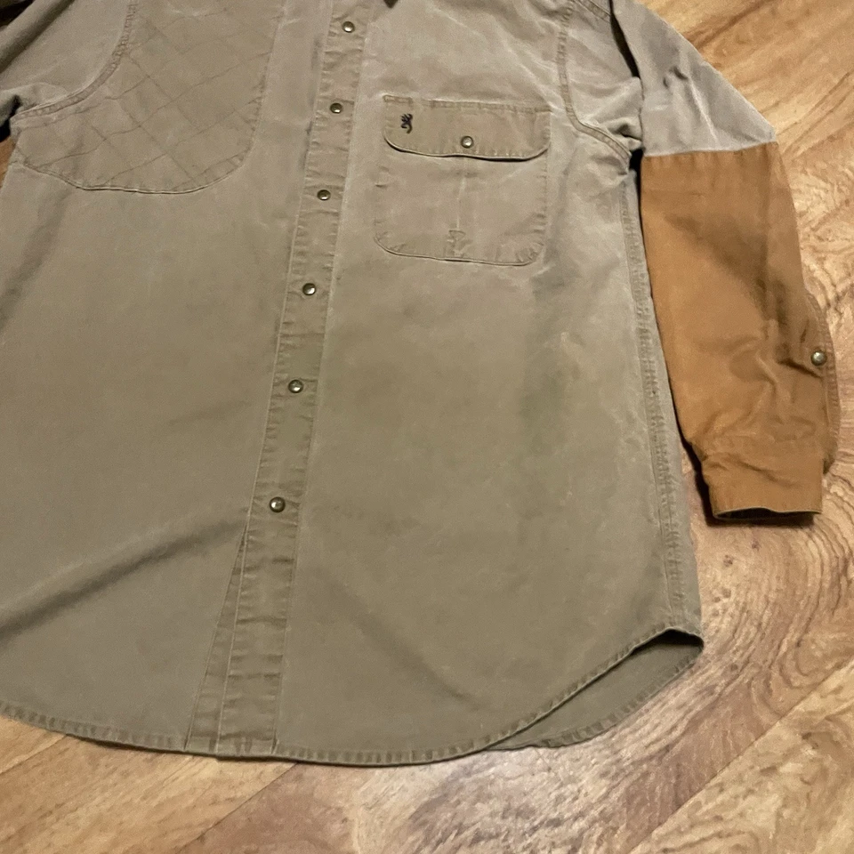 Browning Super Naturals Shirt Hunting Brown Men Large Shooting Shoulder Pad - Image 4 of 4