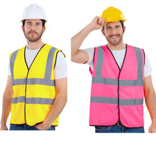 High-Vis Builder Construction Uniform Yellow / Pink  Unisex Fancy Dress Costume
