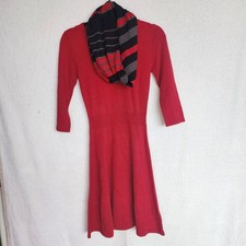 NWT IZ Byer Size XS Red Sweater Dress w/ Matching Infinity Scarf