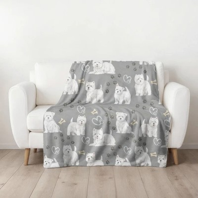 West Highland Terrier French Toile Blanket Classic Style