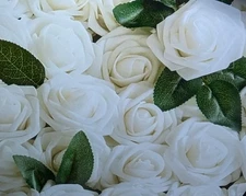 60 Pcs Artificial Flowers/Ivory Roses W/ Stem for  Wedding Bouquets Party