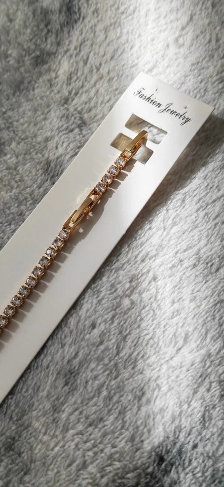 Brazalete Tenis Circonitas Chapado en Oro 18k con Trébol de Cuatro Hojas 16+3cm Ajustable Foto 3 de 4