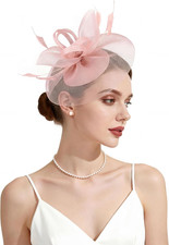 Fascinators Hats for Girls and Women Wedding Mesh Hat Feather Tea Party Hats wit