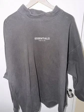 Fear of God Essentials Sweater Mens Large Oversized Mock Neck Pullover - Iron