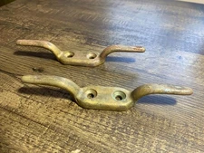 6" Brass or Bronze Boat Cleat Marine Boat Hardware - Lot of 2 - Vintage