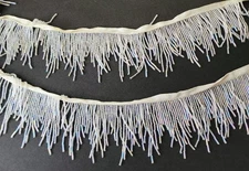 Couture White Iridescent Beaded Fringe Trim – 3.5" x 3yd 19in Embellishment