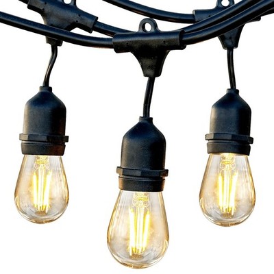 48FT Outdoor S14 LED String Lights Weatherproof for Patio Garden Backyard Party