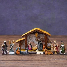 12Pcs Jesus Manger Scene Figurines Nativity Set Christmas Decoration Traditional