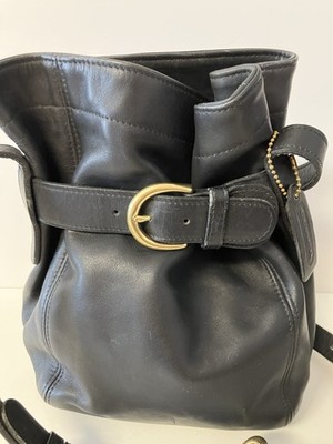 Vintage Y2K Coach Soho Belted Bucket Bag Crossbody Black Leather