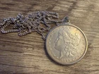 Authentic 1888 Morgan Silver Dollar Pendant Necklace with Chain