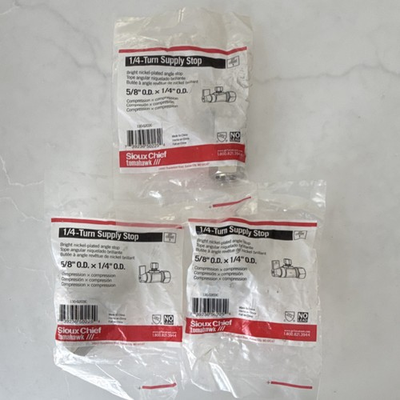 #ad Sioux Chief Angle Stop Valve 3 Pack Brass Compression 5 8 x 1 4 in Bright Nickel $15.99