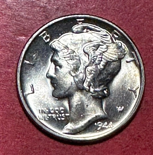 1944 Choice Uncirculated US Mercury SILVER Dime "Philadelphia" Mint! Old US Coin