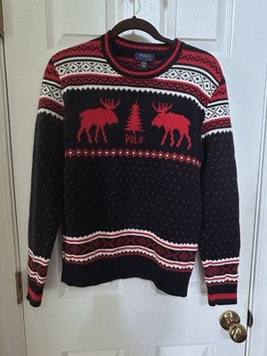 Polo Ralph Lauren Youth Unisex XL (18-20) Sweater Fairlsle Holiday Winter Moose