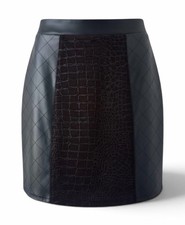 Bebe Black Faux Leather Contrast Skirt Size Small