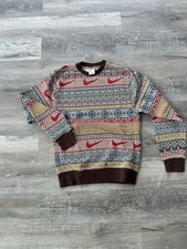 Nike Boys XS Multicolor Fair Isle Logo Crewne...