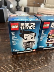 2 PIRATES CARIBBEAN ~ Lego BRICK HEADZ Lot ~ CAPTAIN SPARROW 41593 Salazar 41594