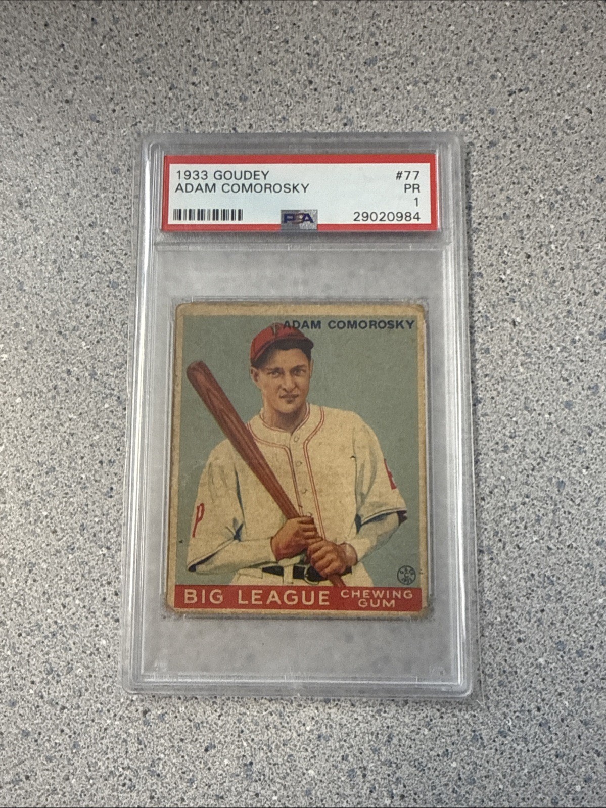 1933 Goudey Adam Comorosky #77 PSA 1