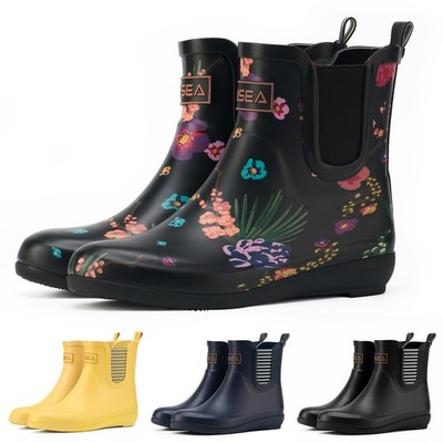 HISEA Women Ankle Rain Boot Slip On Waterproof Seamless Non-Slip Chelsea Wellies