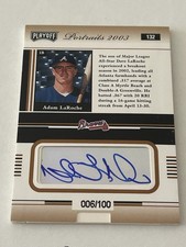 2003 Playoff Portraits #132 Adam LaRoche Auto Short Print 06/100 Atlanta NM