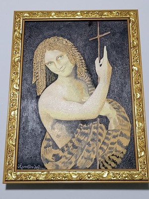 Leonardo da Vinci , Painting Oil On Canvas , signed stamped vintage.