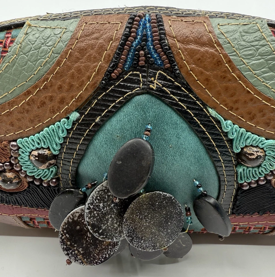 Bolso de Mano Mary Frances Patchwork Cuero con Asa con Cuentas Multicolor De Colección Foto 3 de 4