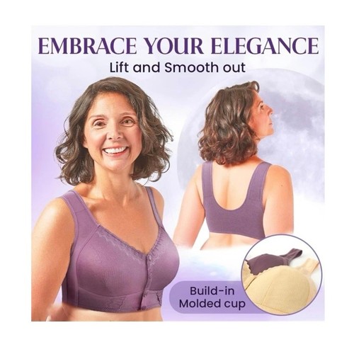 Women's wireless Front Closure Bra Full Coverage Plus Size Bralette 2XL - Picture 3 of 12