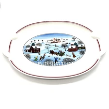 Villeroy & Boch Naif Christmas Handled Oval Dish Cake Plate Serving Tray 9.5”