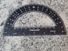 Fiskars Protractor Ruler Black 180 Degree SC0424 Plastic Drafting School Tool