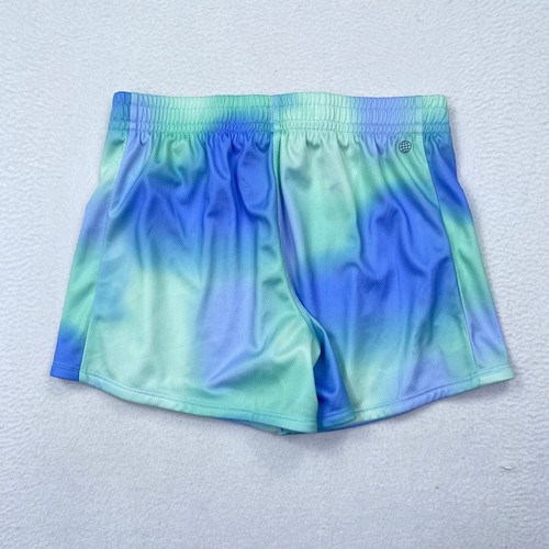Adidas Youth Girls Athletic Shorts Size XL Green Blue AH4405 Performance Knit - Picture 2 of 9