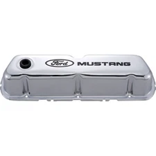 Stamped Steel Chrome Valve Covers with Ford Mustang Logo