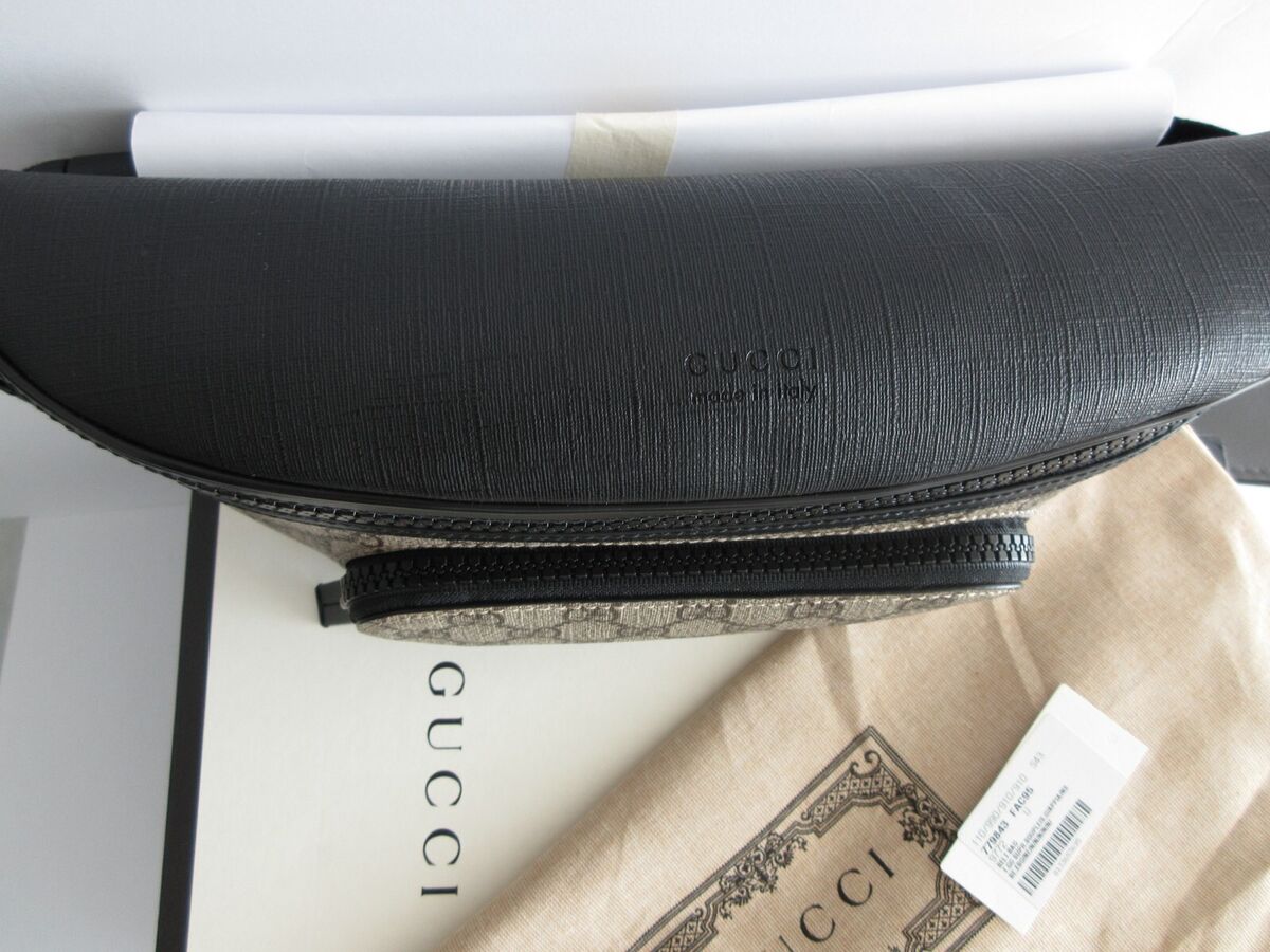 GUCCI GG Supreme Monogram Belt Bag Ebony New Large Size GUCCI GG Supreme Monogram Belt Bag Ebony New Large Size