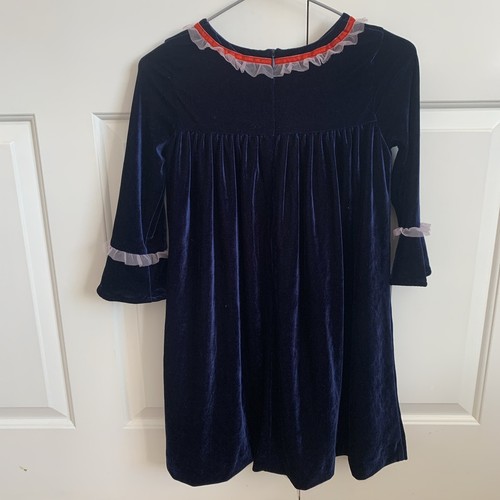 MiniBoden girls 9-10 Navy Blue Velvet Dress worn once - Picture 3 of 10