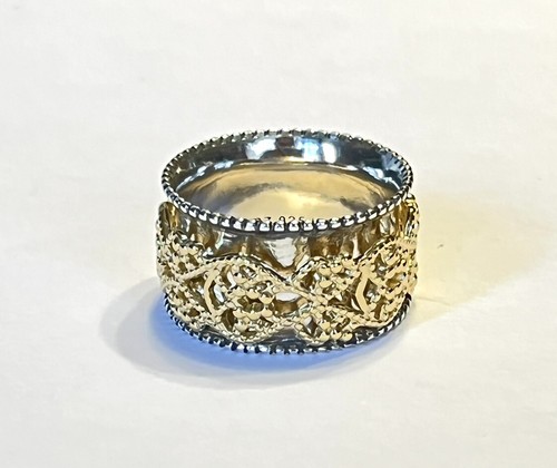 NWOT OR PAZ STERLING SILVER 925 TWO TONE LACE SPINNER RING SZ 8 ISRAEL PZ /au1 - Picture 1 of 4