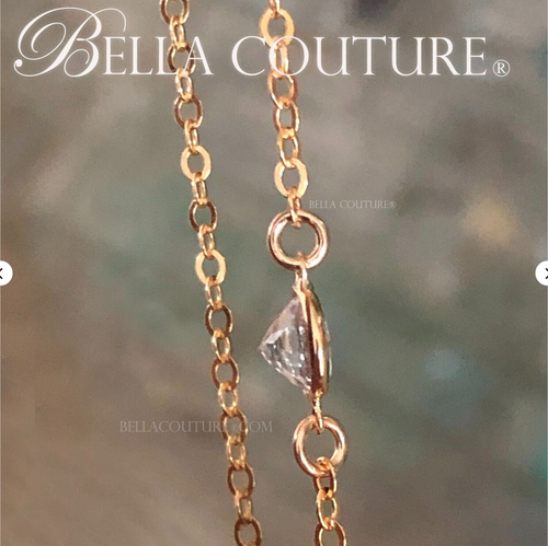 NEW BELLA BC® 6MM 1CT 14K YELLOW GOLD WHITE TOPAZ DIAMOND CHARM PENDANT NECKLACE - Picture 4 of 24