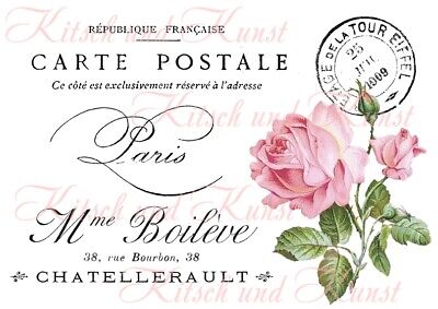 vintage Rose french Abziehbild Decalfolie Laser shabby chic Möbeltattoo A 4
