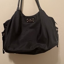 Kate Spade Black Nylon Stevie Large Diaper Baby Bag with Baby With Changing Pad