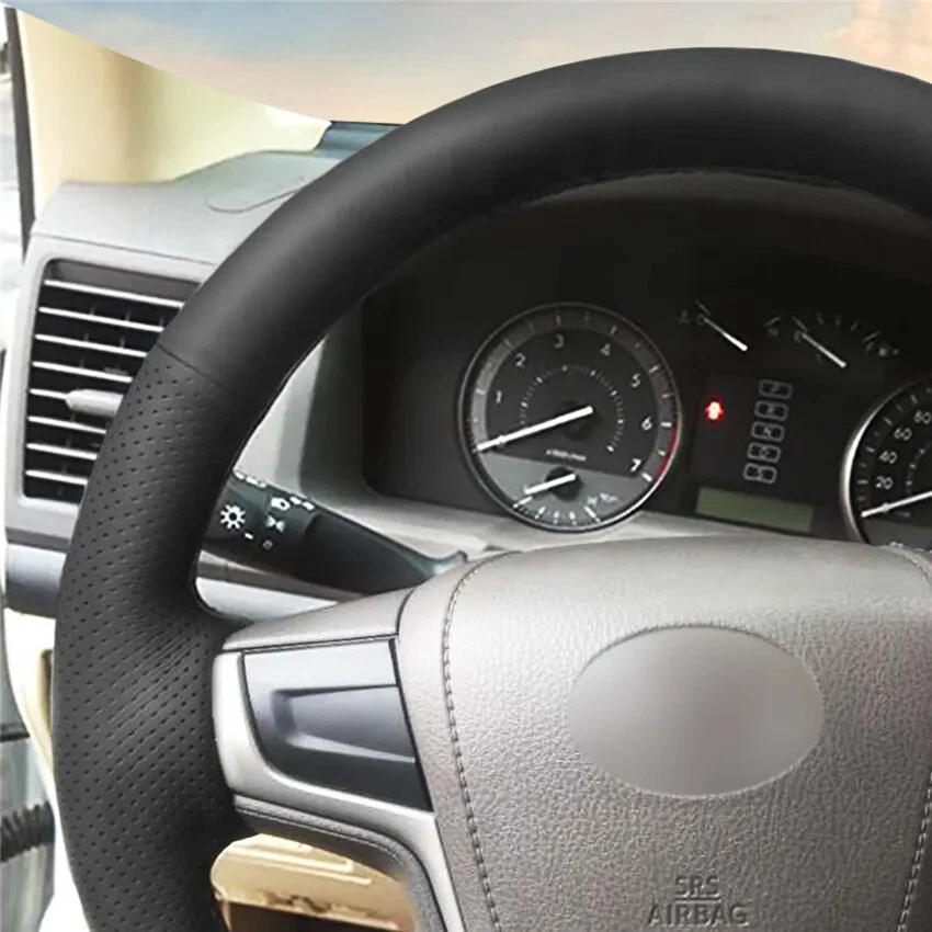 Cubierta de volante de coche de cuero cosida a mano para Toyota Land Cruiser 2015-2020 Foto 4 de 4