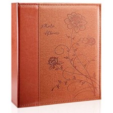 Photo Album 8X10 Clear Pages Pockets Leathe Cover Slip Slide in Photo Album