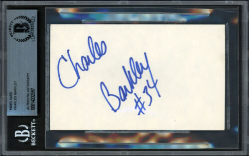 Charles Barkley Autographed 3x5 Index Card 76ers Vintage Beckett #14232597 - Picture 1 of 2