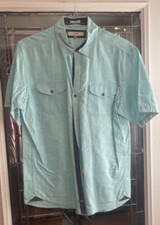 PD C Classic Fit Mens L Button Down Short Sleeve Light Green Shirt Pockets